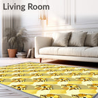 Golden Reflective Abstract Cubes Rug