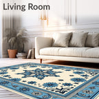 Cerulean Blue Floral Medallion Rug
