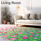 Pink Purple Floral Garden Meadow Rug