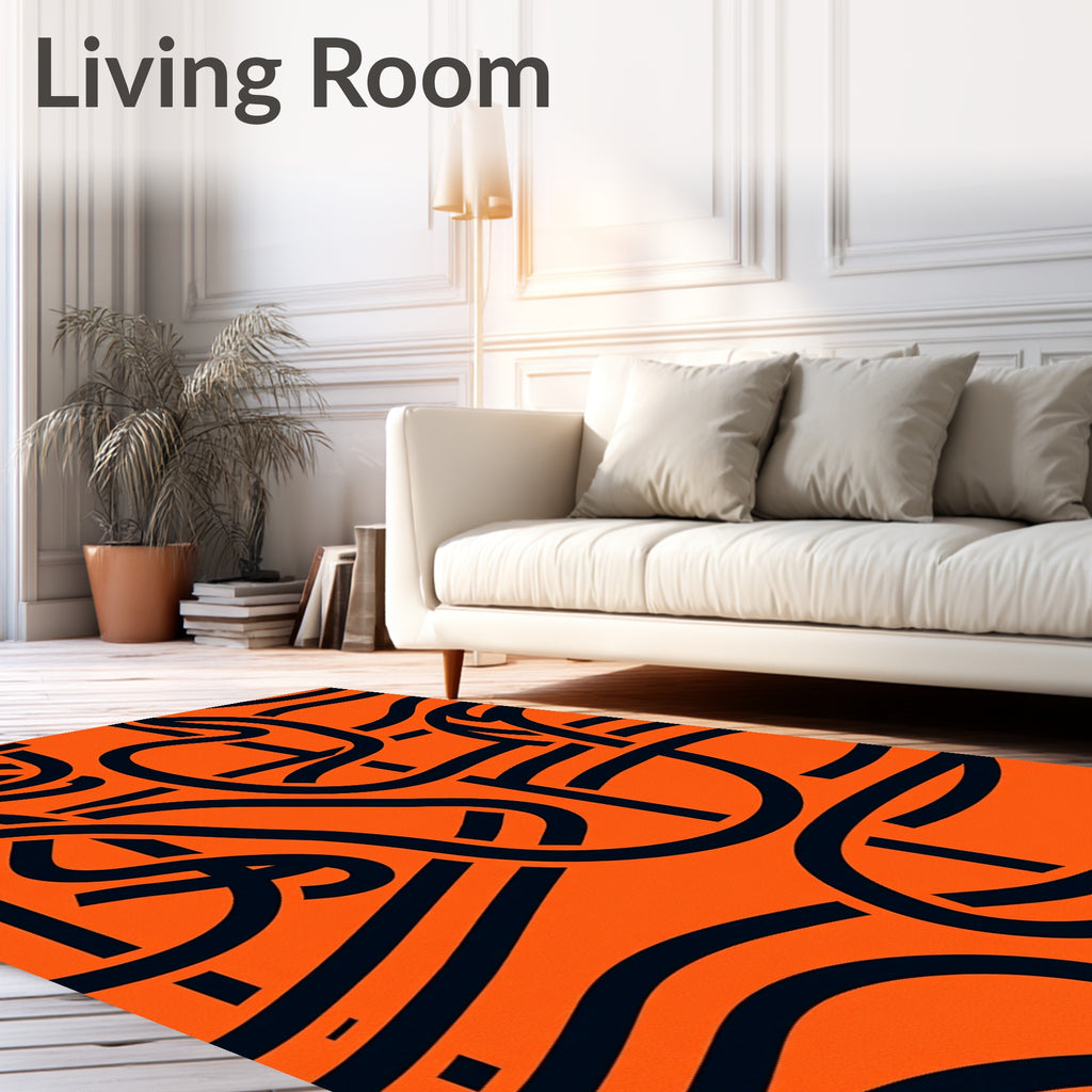 Tangy Orange Intertwined Lines Rug