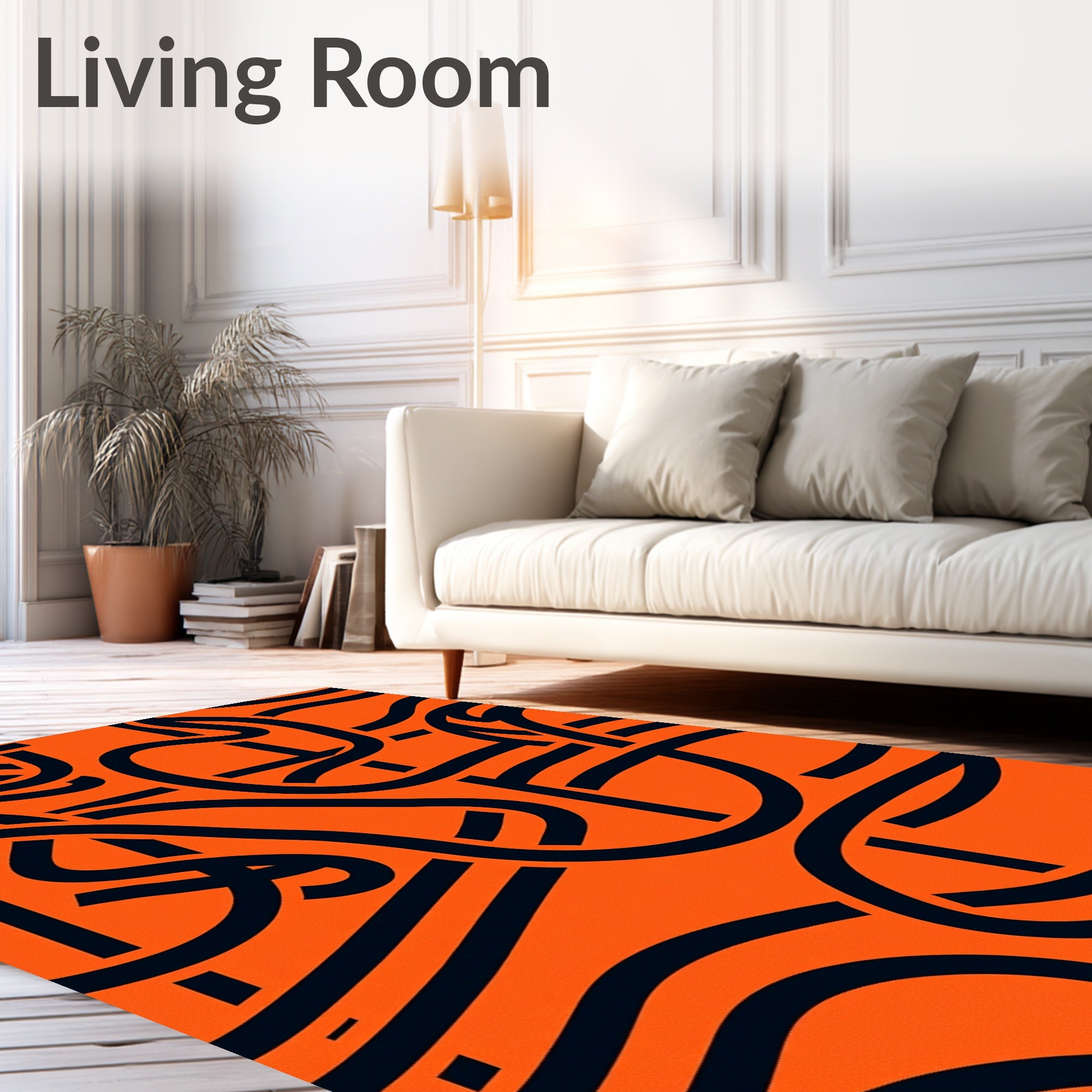 Tangy Orange Intertwined Lines Rug