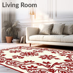 Crimson Floral Snowflake Medallion Rug