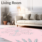Pale Pink Snowflake Floral Medallion Rug
