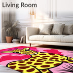 Playful Giraffe With Pink Sky Rug