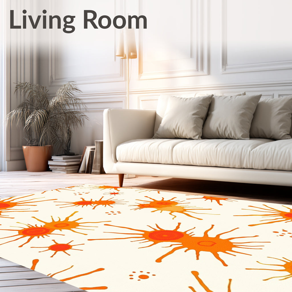 Radiant Orange Starburst Splash Rug