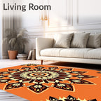 Orange Mandala Floral Medallion Rug