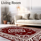 Crimson White Intricate Floral Medallion Rug