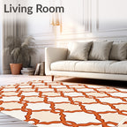 Terracotta Geometric Lattice Medallion Rug