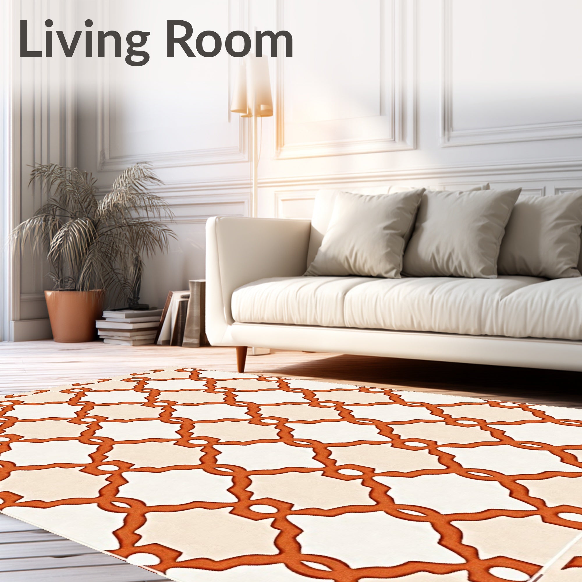 Terracotta Geometric Lattice Medallion Rug