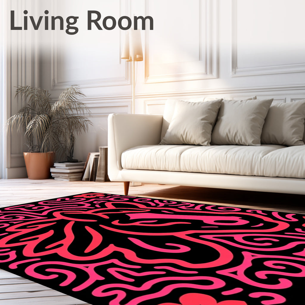 Bold Pink Horse Floral Maze Rug