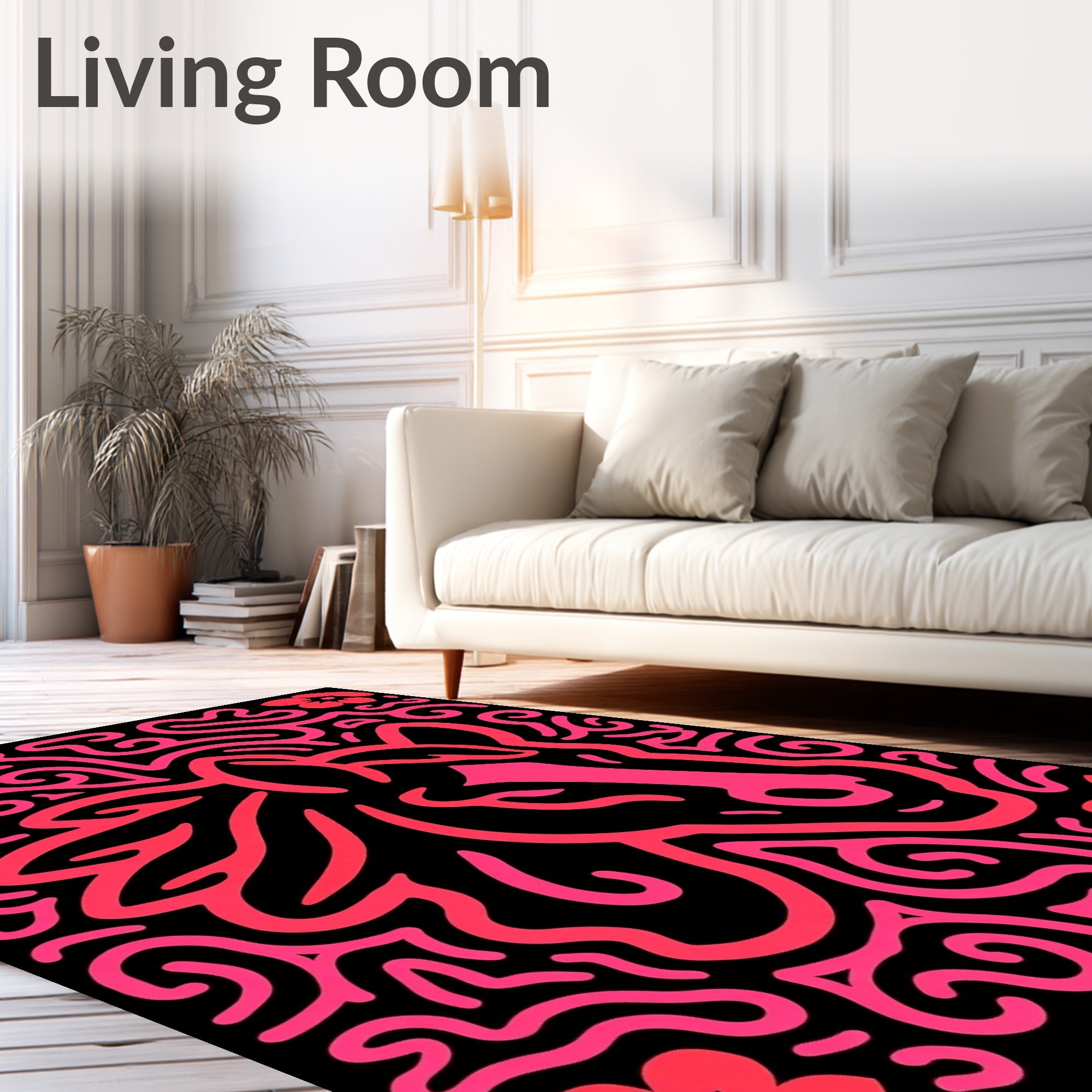Bold Pink Horse Floral Maze Rug