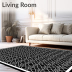 Elegant White Filigree Lattice Rug