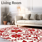 Crimson Floral Vine Medallion Rug