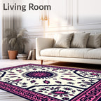 Hot Pink Navy Floral Mandala Rug