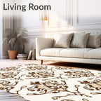 Antique Brown Floral Scroll Work Rug