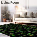 Tropical Green Leaf Medallion Rug