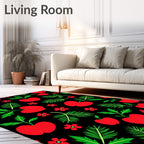 Red Apples Green Leaves Floral Accents Rug