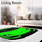 Bright Lime Green Exotic Sports Vehicle Rug