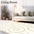 Golden Cream Abstract Swirl Rug