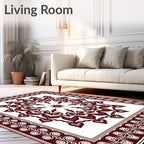 Maroon Floral Medallion Border Rug