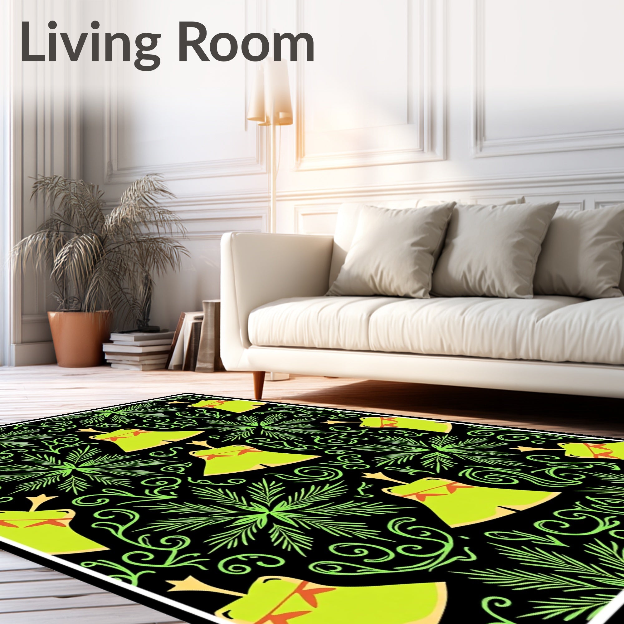 Lime Green Tribal Tent Swirl Rug