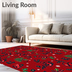 Crimson Red Floral Paisley Garden Rug