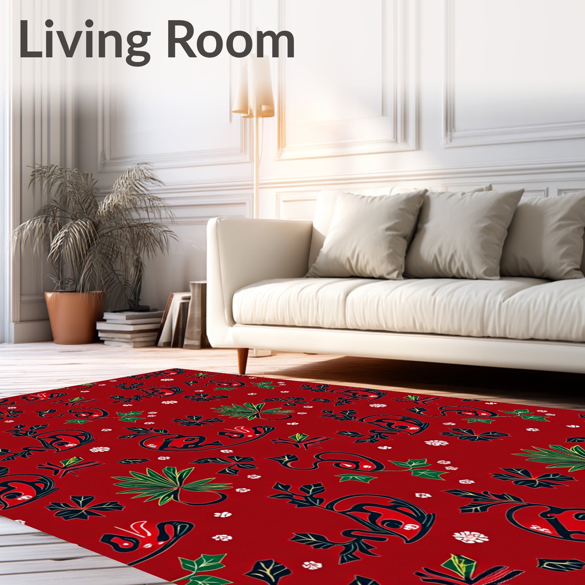 Crimson Red Floral Paisley Garden Rug