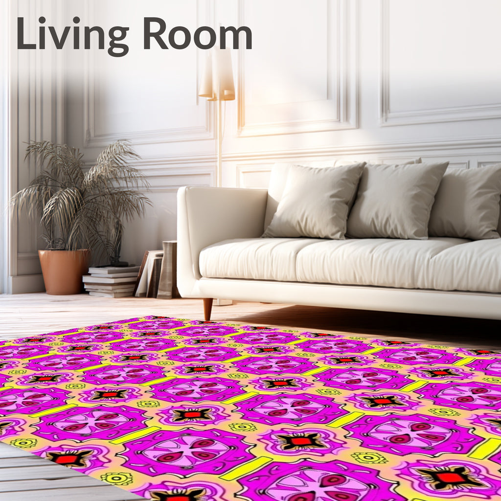 Vibrant Pink Ornate Floral Medallion Rug