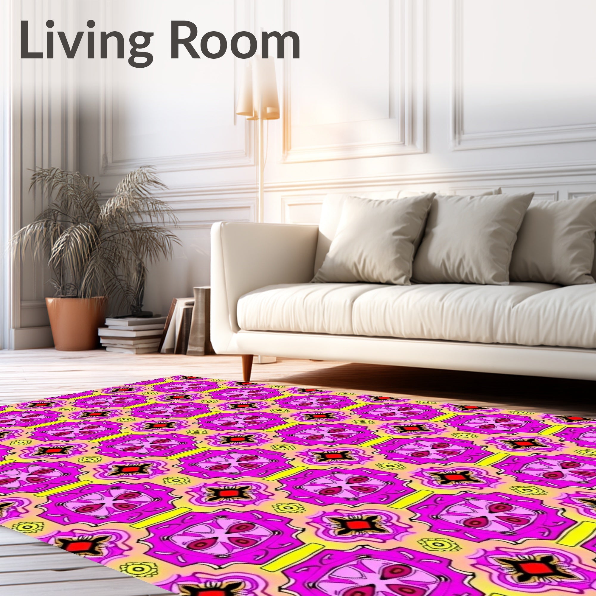 Vibrant Pink Ornate Floral Medallion Rug