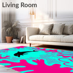 Black Dolphin Coral Reef Abstraction Rug