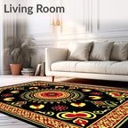 Crimson Gold Sun Burst Medallion Rug