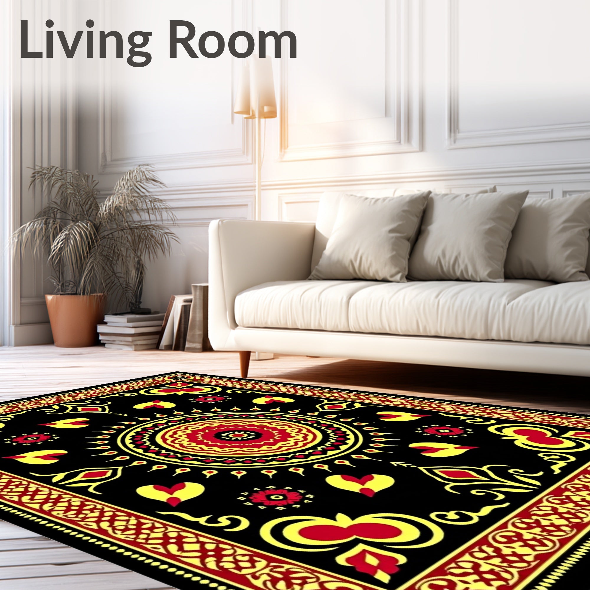 Crimson Gold Sun Burst Medallion Rug
