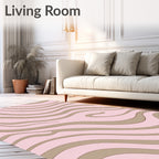 Soft Pink Beige Wavy Stripe Rug