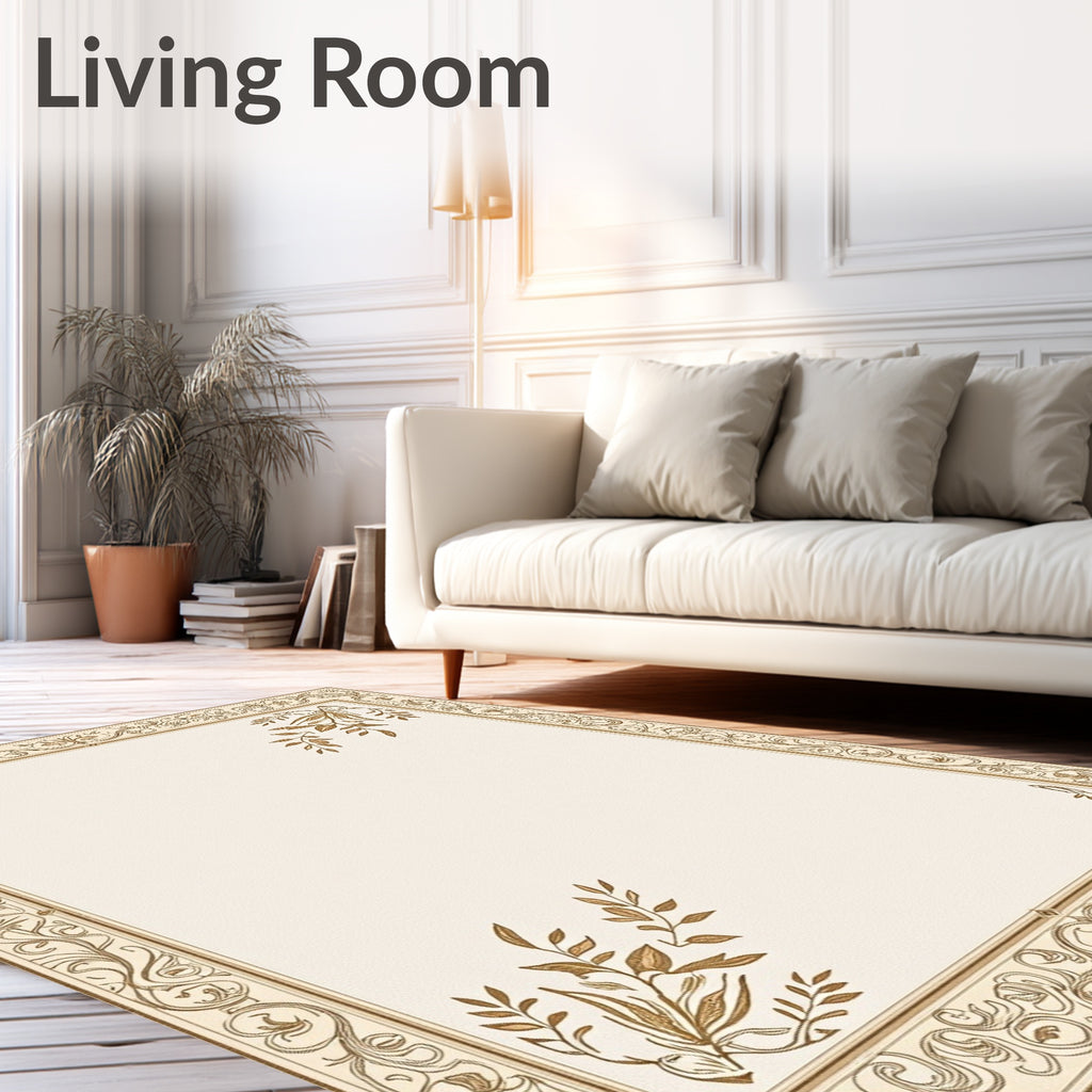 Ornate Gold Leaf Border Rug