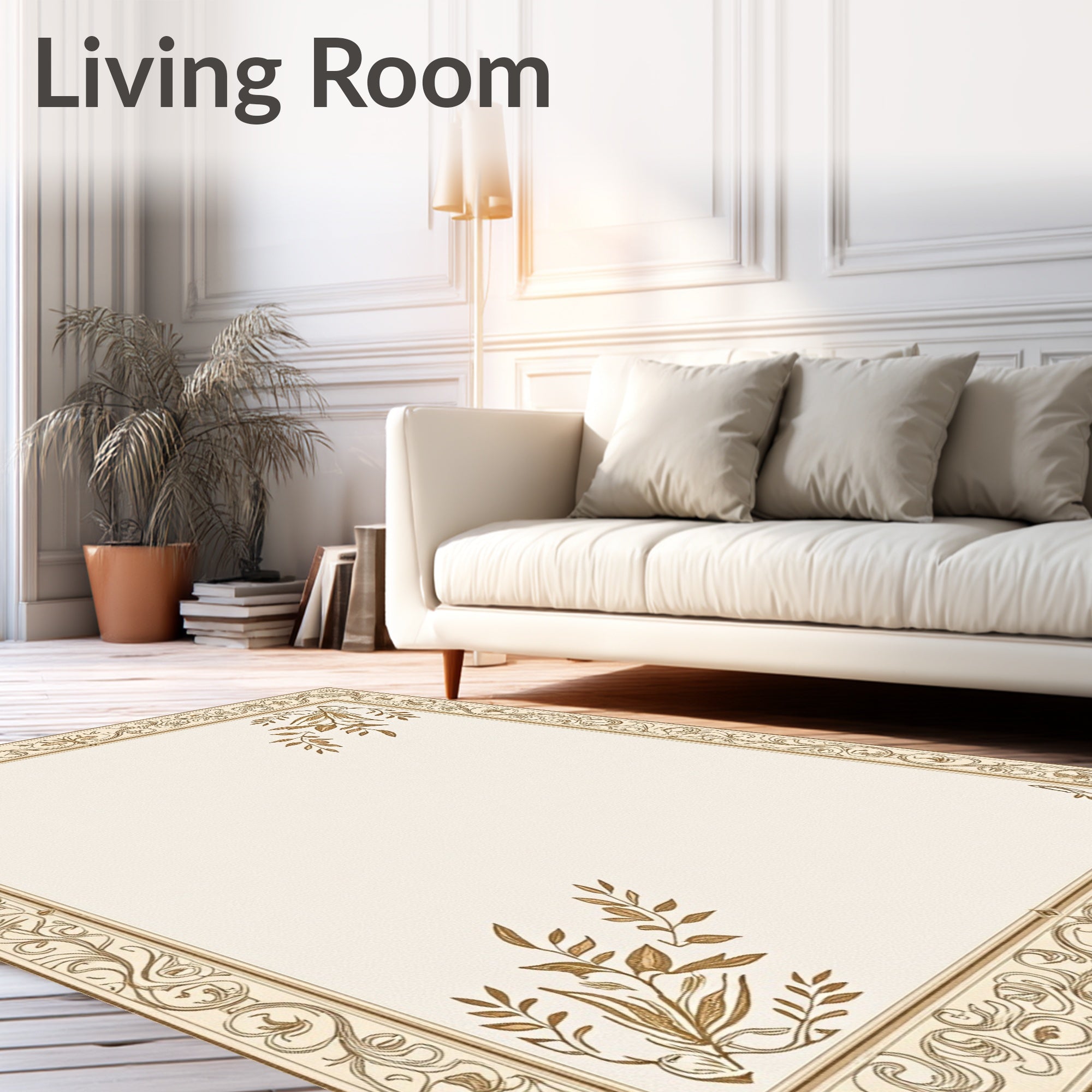 Ornate Gold Leaf Border Rug
