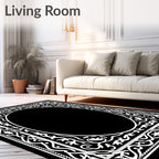 Classic White Floral Oval Frame Rug