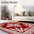 Rich Scarlet Botanical Scrollwork Rug