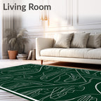 Dark Green Automotive Line Art Rug