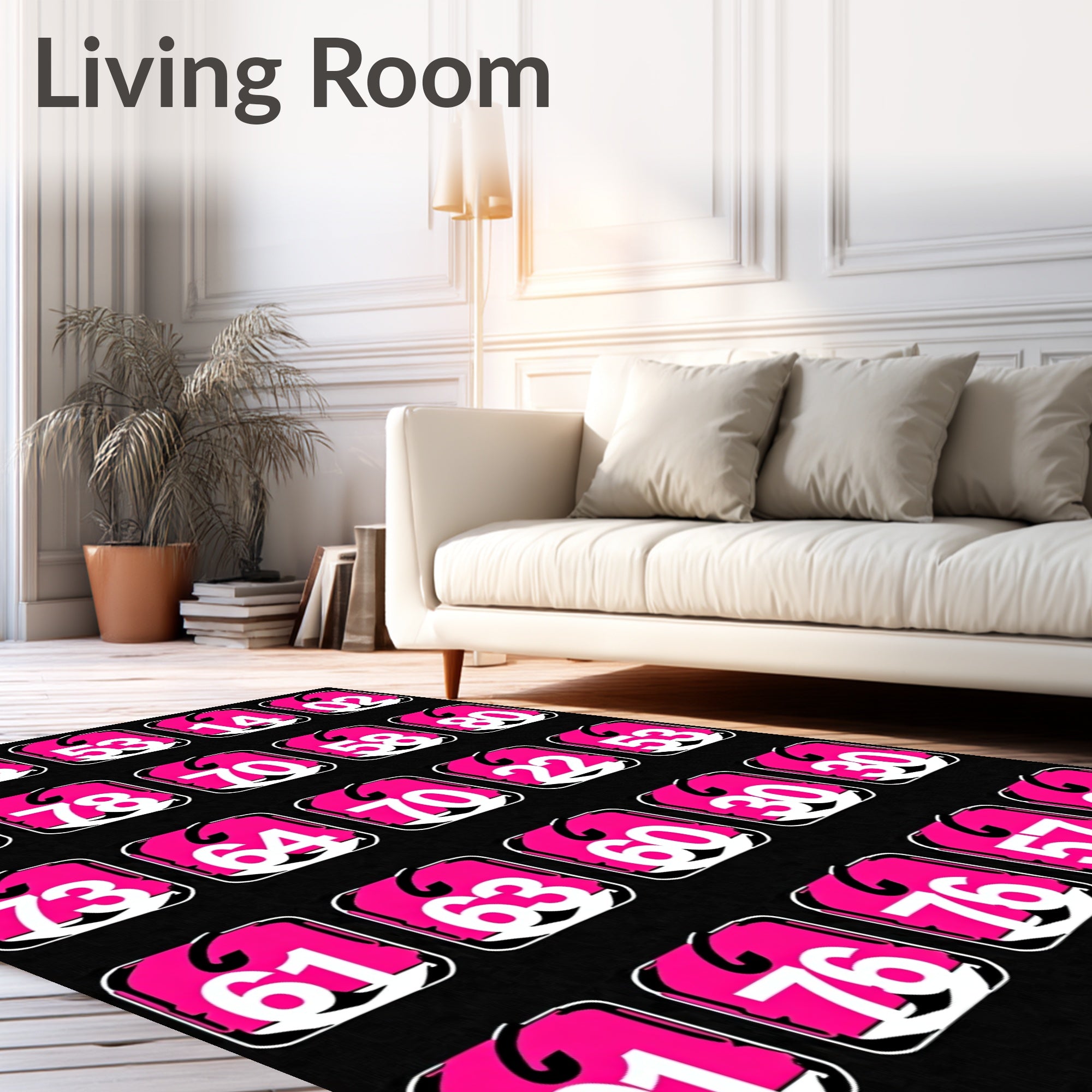 Hot Pink Number Grid Rug