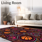 Colorful Basketball Circles Abstract Art Rug