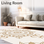 Cream Brown Medallion Filigree Rounds Rug