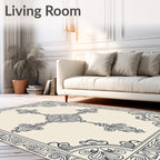 Vintage Navy Floral Medallion Border Rug