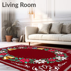 Golden Bells Festive Floral Garland Rug