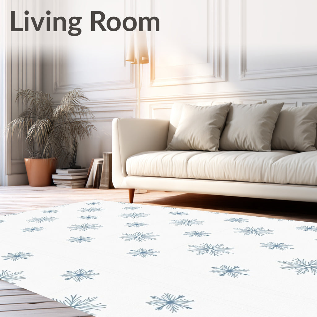 Light Blue Snowflake All Over Rug