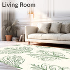 Green Floral Damask Classic Oval Rug