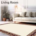 Rich Burgundy Scrollwork Floral Border Rug
