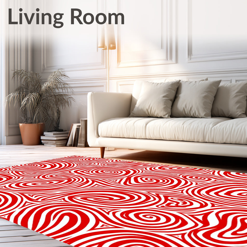 Crimson Swirl Abstract Spirals Rug