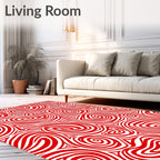 Crimson Swirl Abstract Spirals Rug
