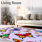 Vibrant Butterfly Garden Whimsical Rug