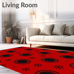 Crimson Sunburst Floral Scatter Rug
